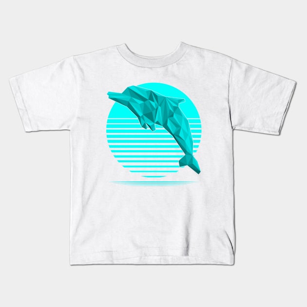 Low-poly Dolphin Kids T-Shirt by Scanline